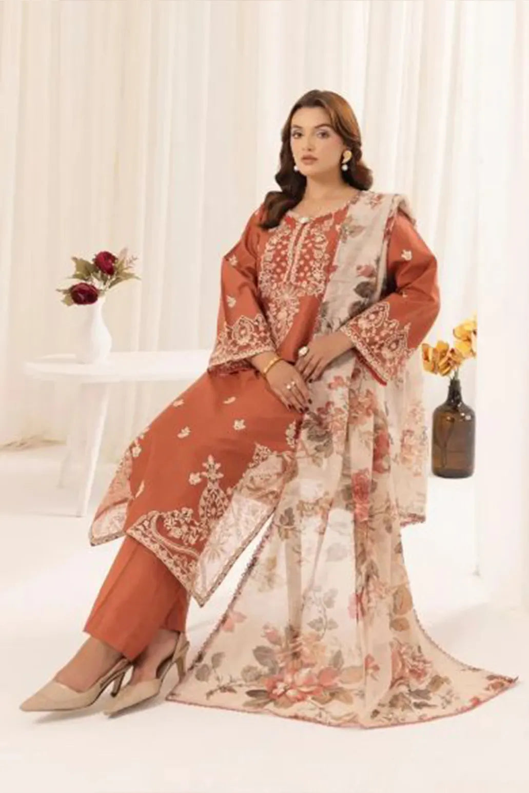 3 PIECE - UNSTITCHED | EMBROIDERED LAWN - GR1247