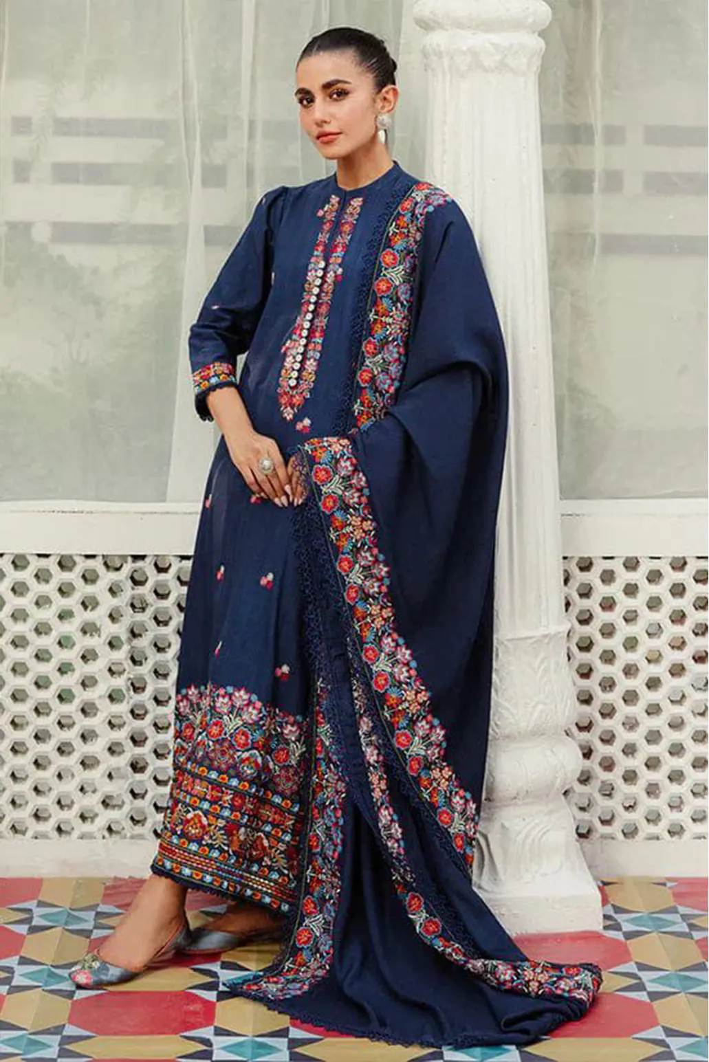 3 PIECE - UNSTITCHED | EMBROIDERED LAWN - GR1245