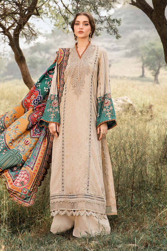 3 PIECE - UNSTITCHED | EMBROIDERED LAWN - MB1124