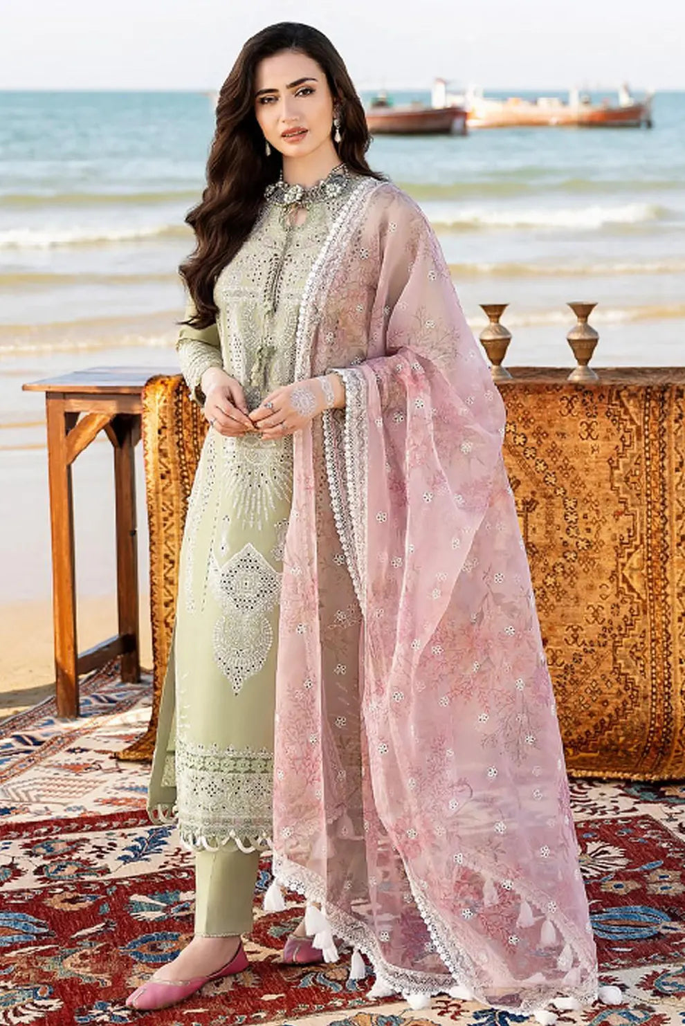 3 PIECE - UNSTITCHED | CHIKAN KARI EMBROIDERED LAWN - JZ1108