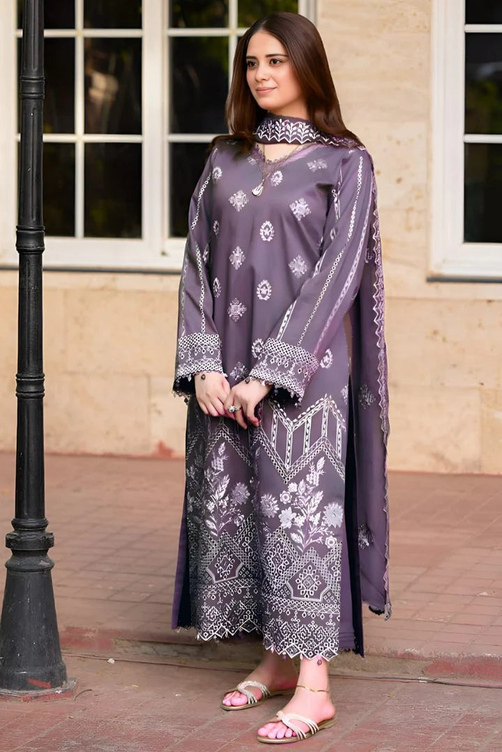 3 PIECE - UNSTITCHED | EMBROIDERED LAWN - GR1150