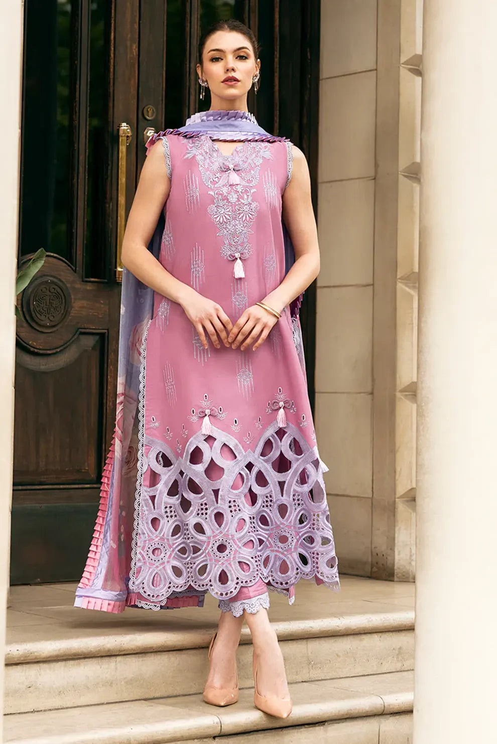3 PIECE - UNSTITCHED | CHIKAN KARI EMBROIDERED LAWN - MQ1105-A