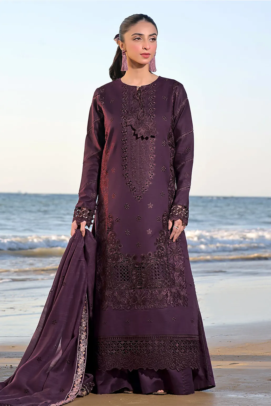 3 PIECE - UNSTITCHED | SCHIFFLI EMBROIDERED LAWN - IZ1142