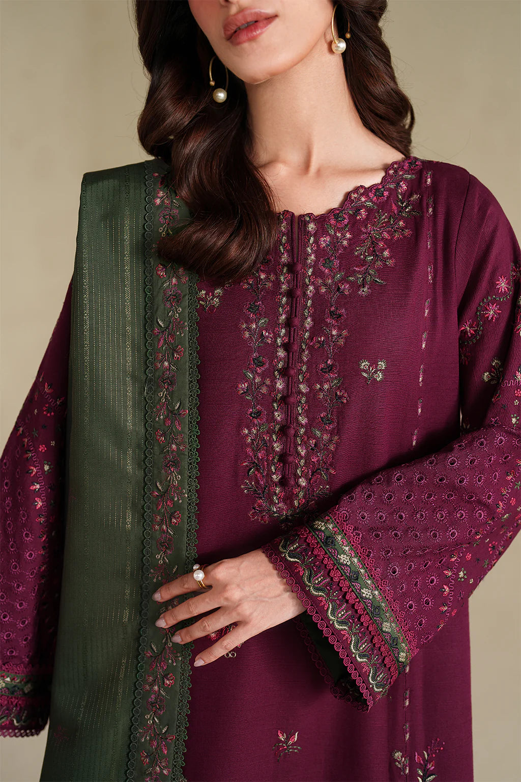 3 PIECE - UNSTITCHED | EMBROIDERED LAWN - GR11116