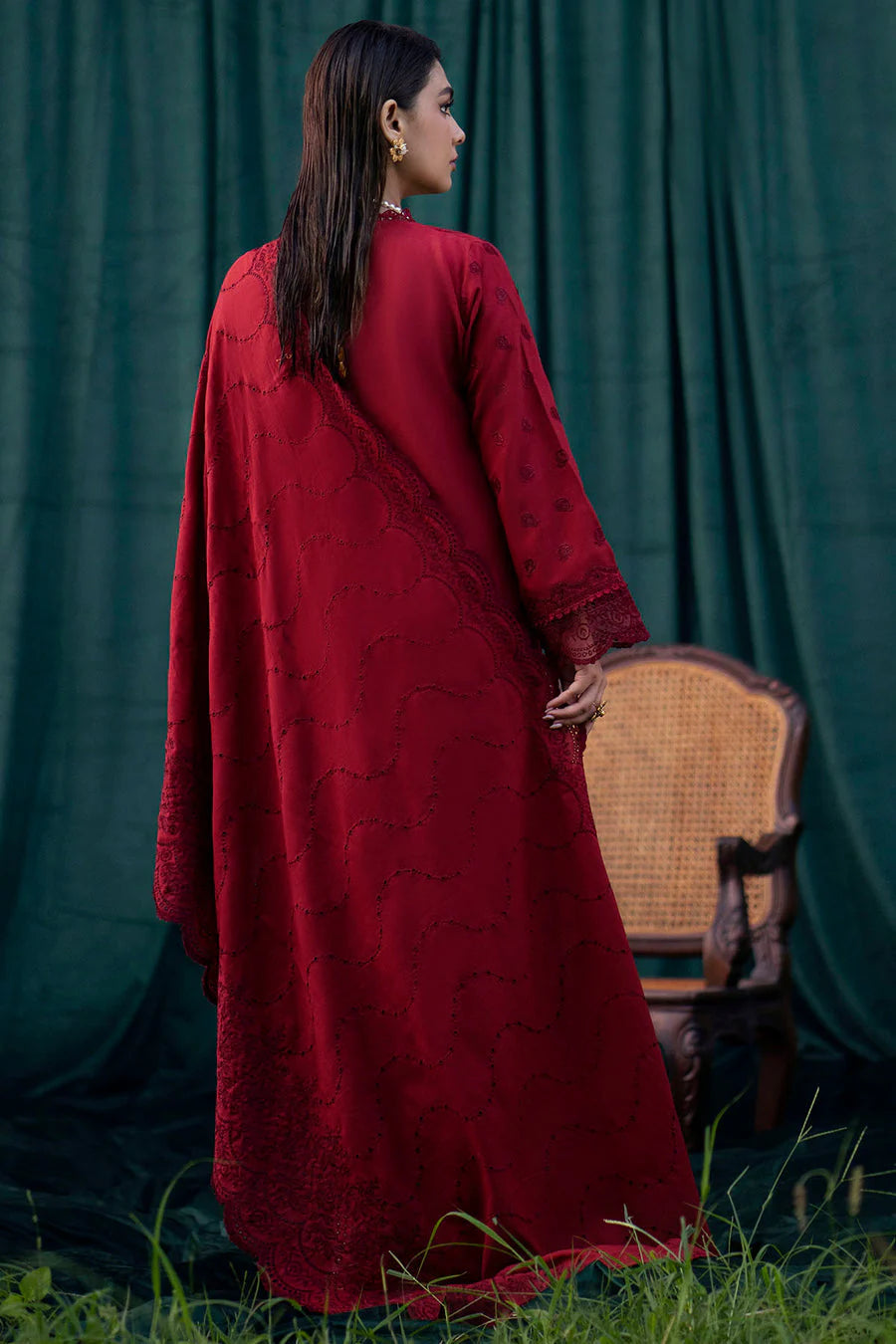 3 PIECE - UNSTITCHED | CHIKAN KARI EMBROIDERED LAWN - GJ1136