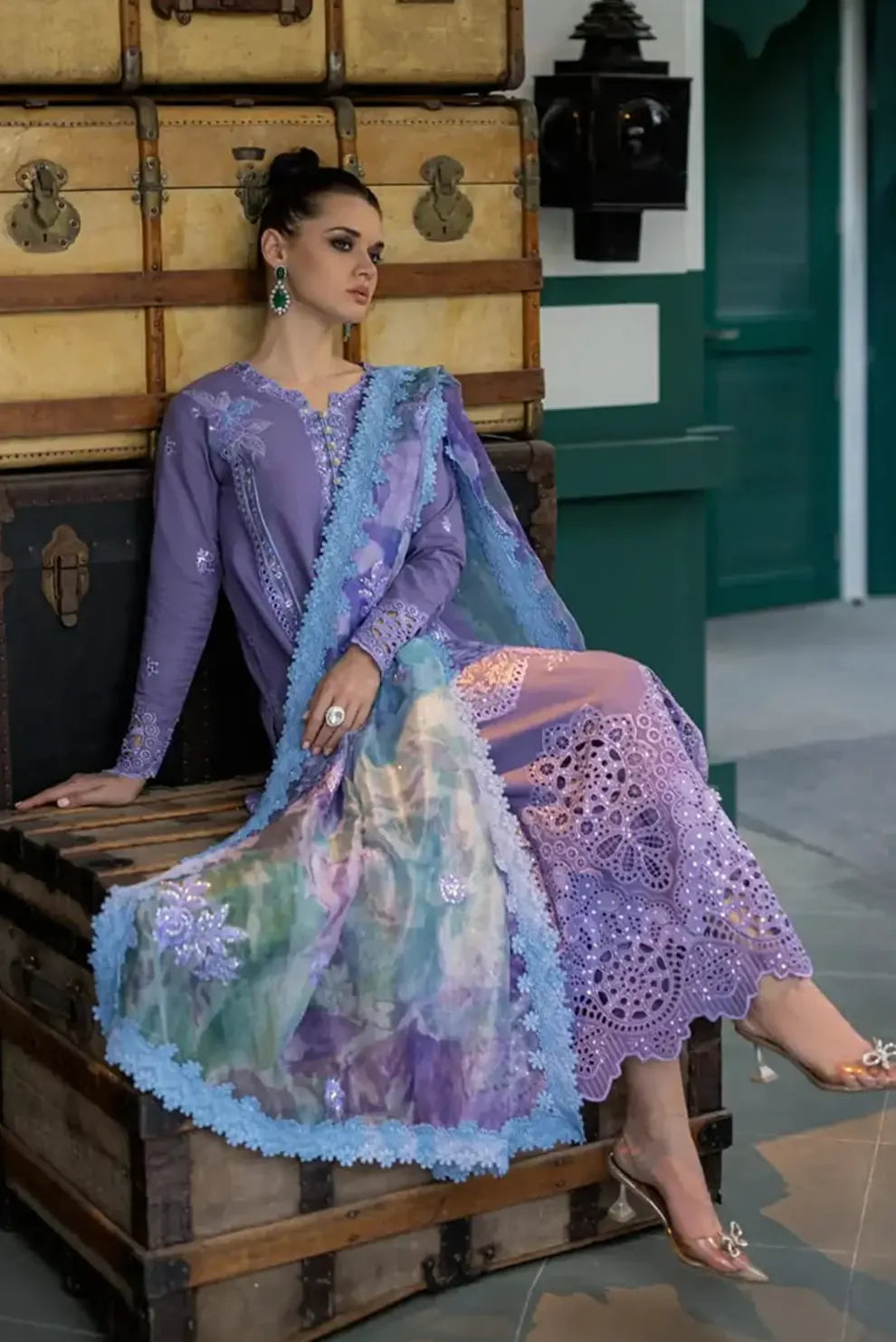 3 Piece - Unstitched Chicken Kari Embroided Lawn fabric OR-86