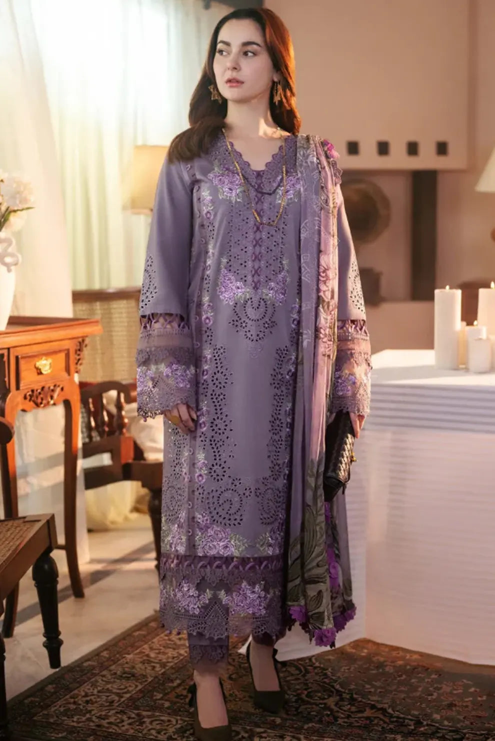 3 PIECE - UNSTITCHED | CHIKAN KARI EMBROIDERED LAWN - JD1110
