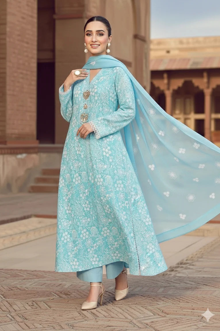 3 PIECE - UNSTITCHED | LUXURY EMBROIDERED LAWN - BZ1151