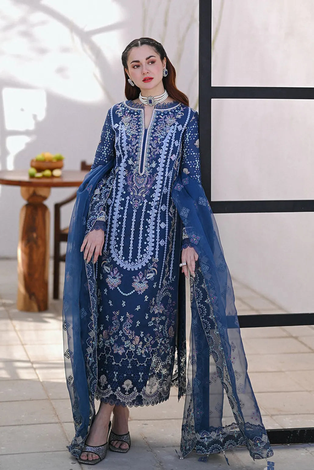 3 PIECE - UNSTITCHED | CHIKAN KARI EMBROIDERED LAWN - QL1148