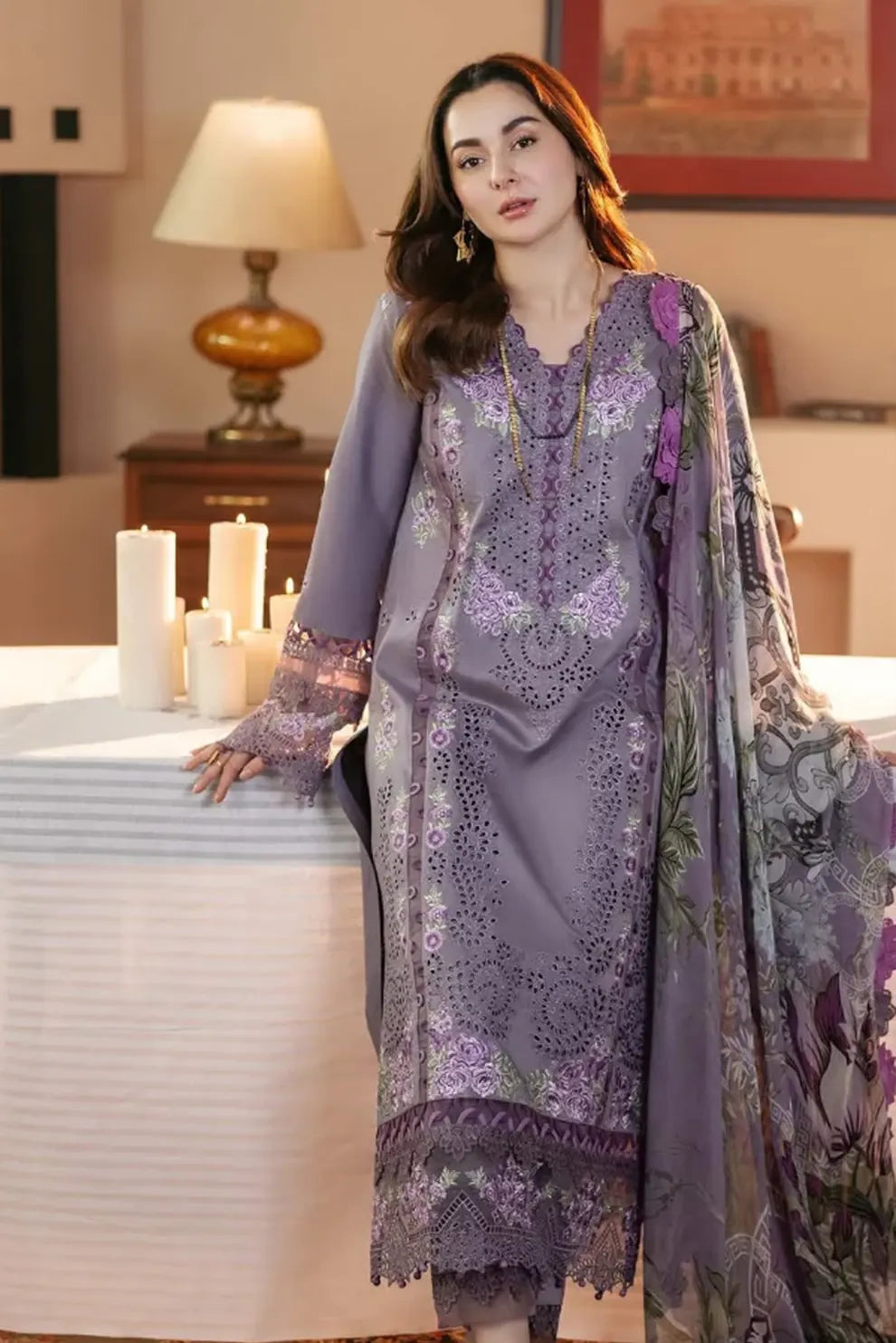3 PIECE - UNSTITCHED | CHIKAN KARI EMBROIDERED LAWN - JD1110