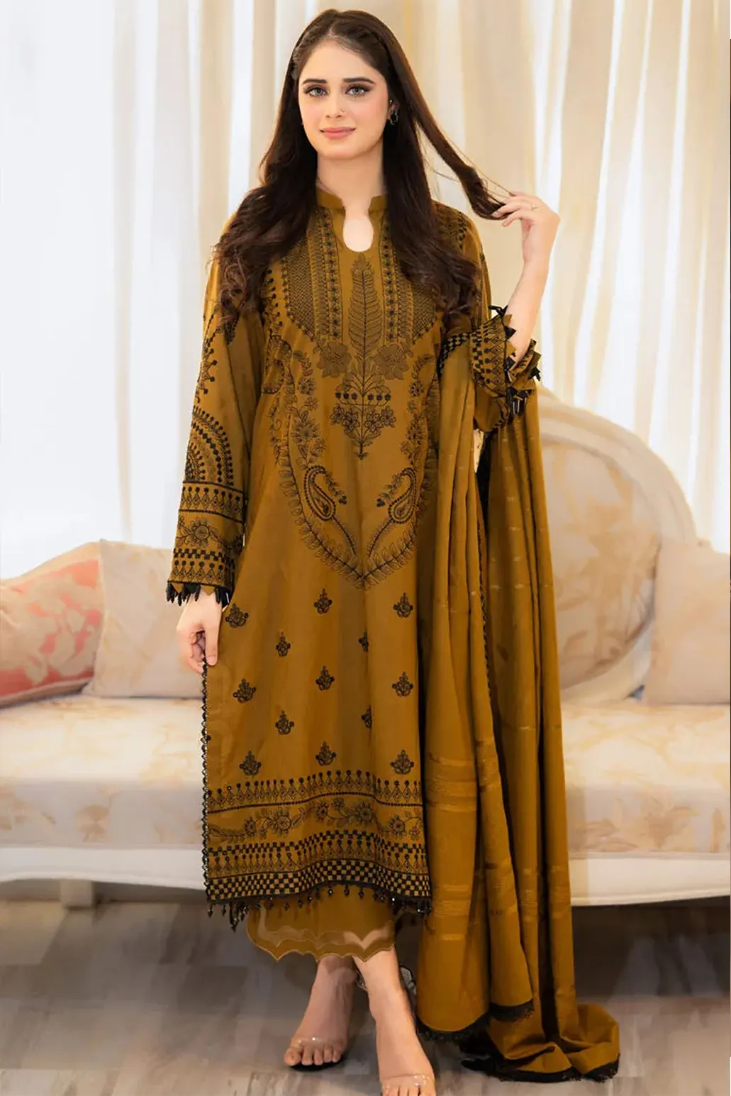 3 PIECE - UNSTITCHED | LUXURY EMBROIDERED LAWN - GR1154