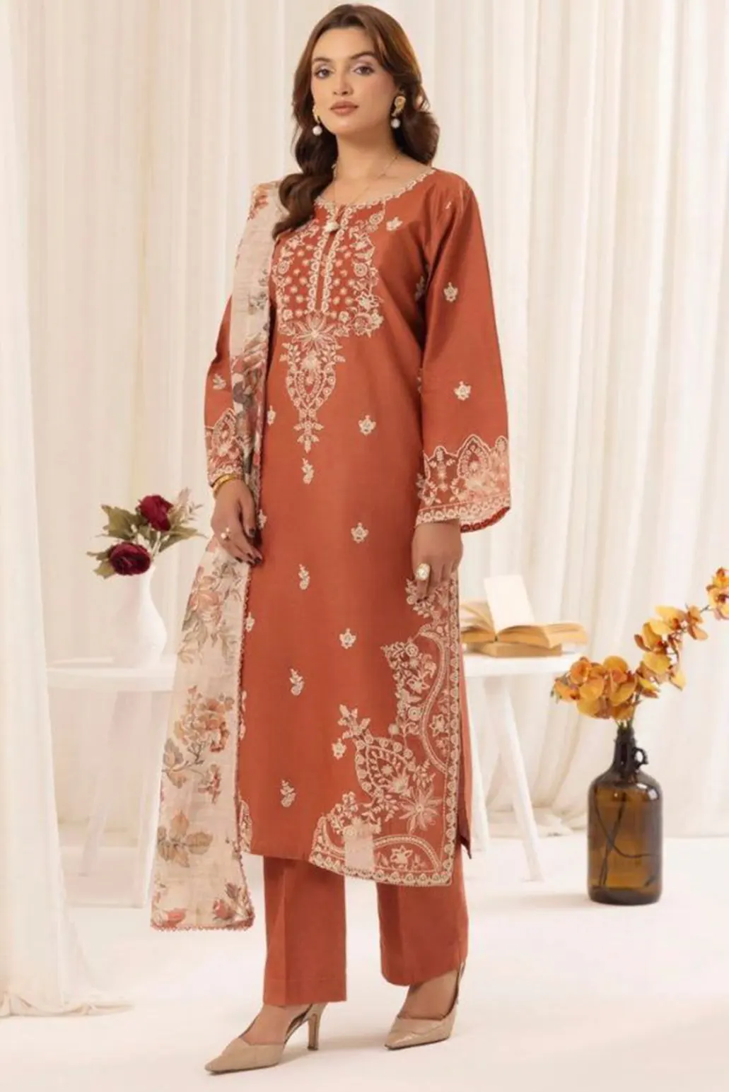 3 PIECE - UNSTITCHED | EMBROIDERED LAWN - GR1247