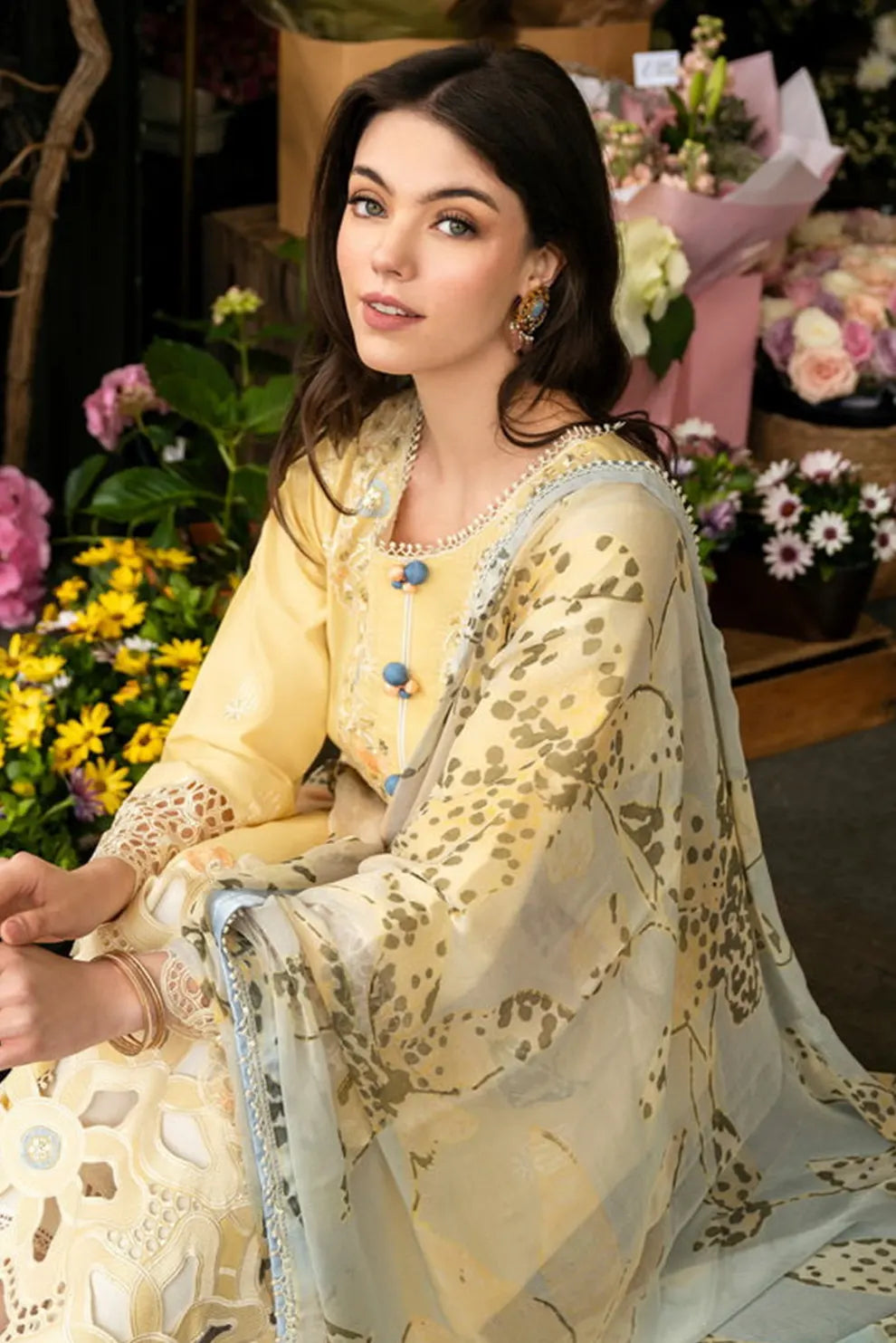 3 PIECE - UNSTITCHED | CHIKAN KARI EMBROIDERED LAWN - MQ1105-B