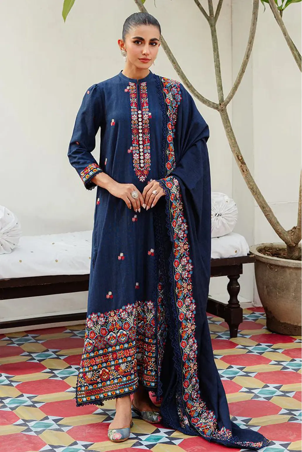 3 PIECE - UNSTITCHED | EMBROIDERED LAWN - GR1245