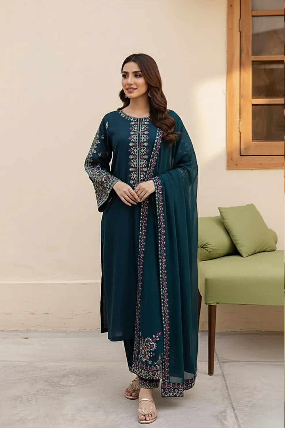 3 PIECE - UNSTITCHED | EMBROIDERED LAWN - BK1109