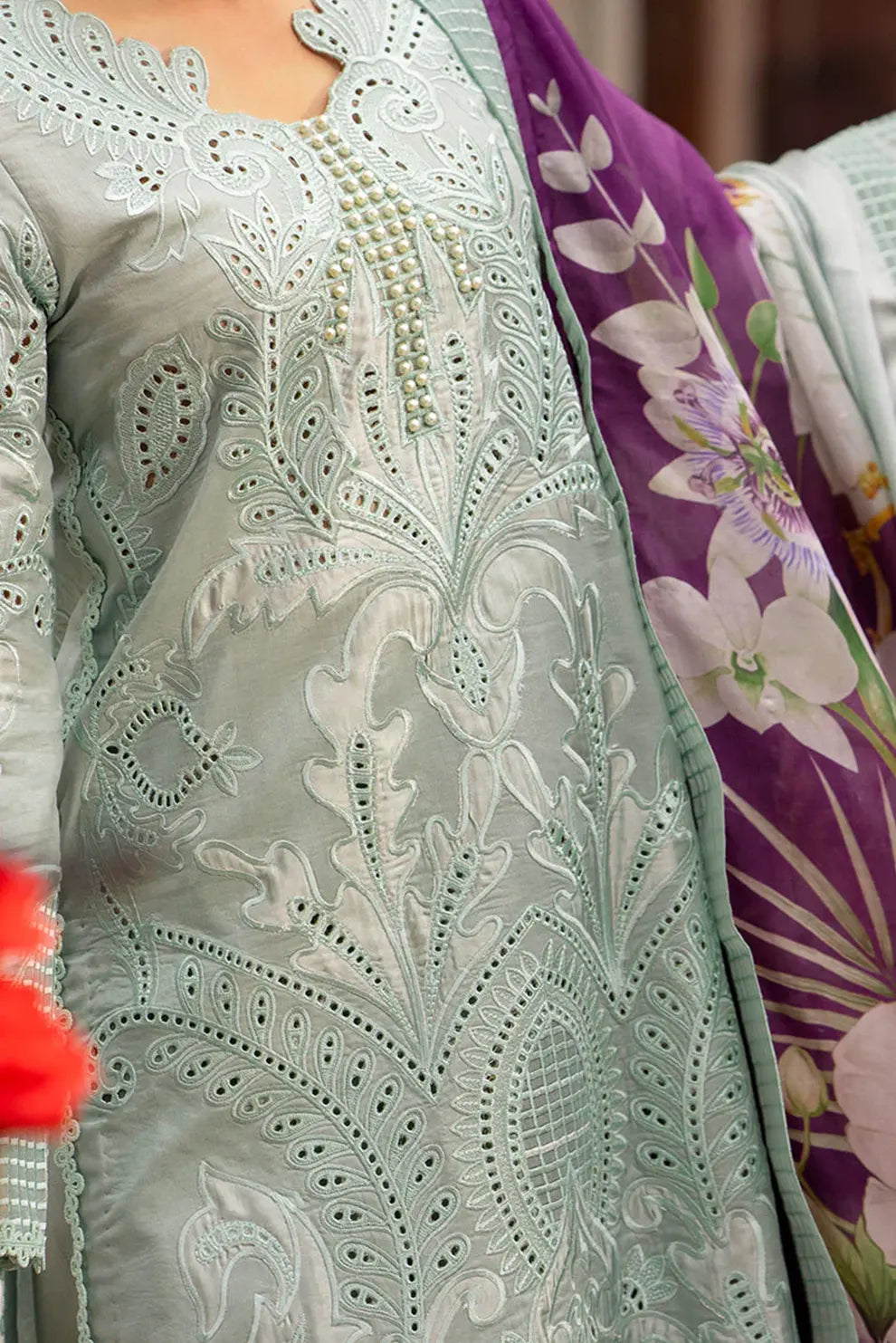 3 PIECE - UNSTITCHED | CHIKAN KARI EMBROIDERED LAWN - MQ1112