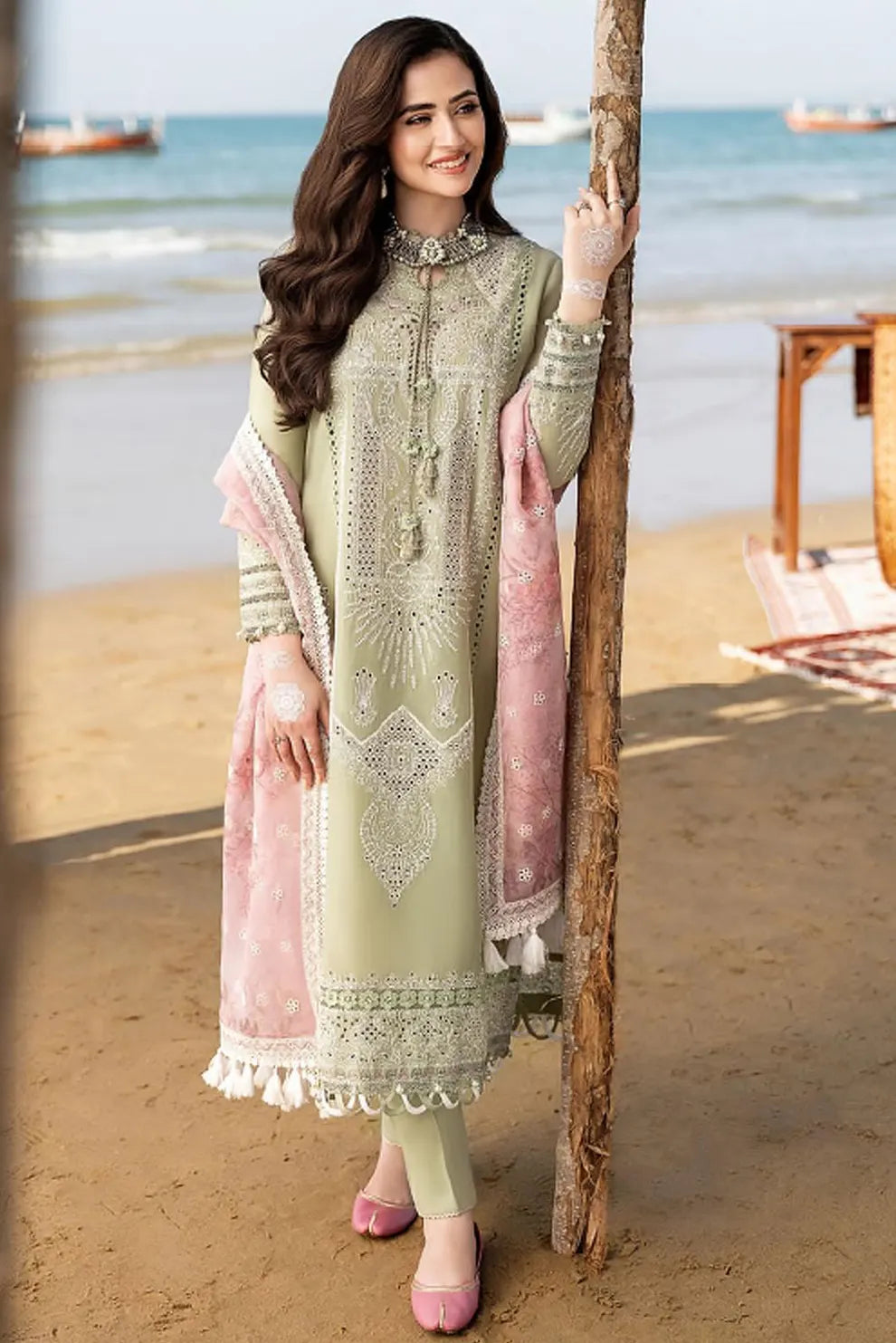 3 PIECE - UNSTITCHED | CHIKAN KARI EMBROIDERED LAWN - JZ1108