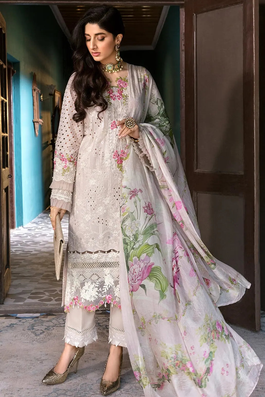 3 PIECE - UNSTITCHED | CHIKAN KARI EMBROIDERED LAWN - EL1135