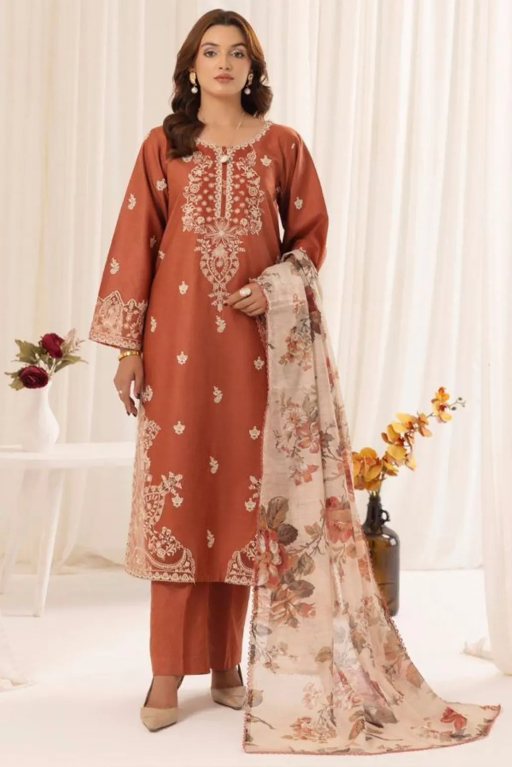 3 PIECE - UNSTITCHED | EMBROIDERED LAWN - GR1247