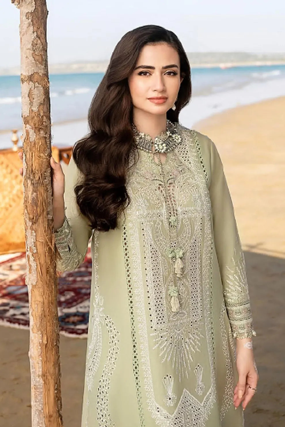 3 PIECE - UNSTITCHED | CHIKAN KARI EMBROIDERED LAWN - JZ1108