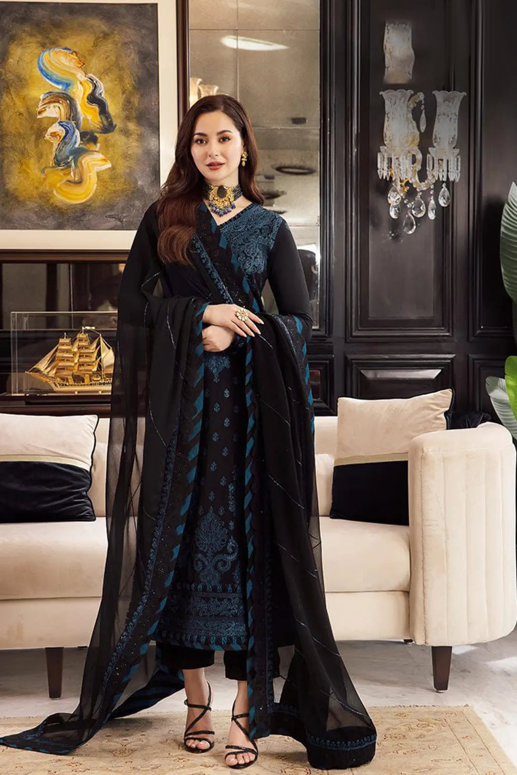 3 PIECE - UNSTITCHED | LUXURY EMBROIDERED LAWN - AJ1181