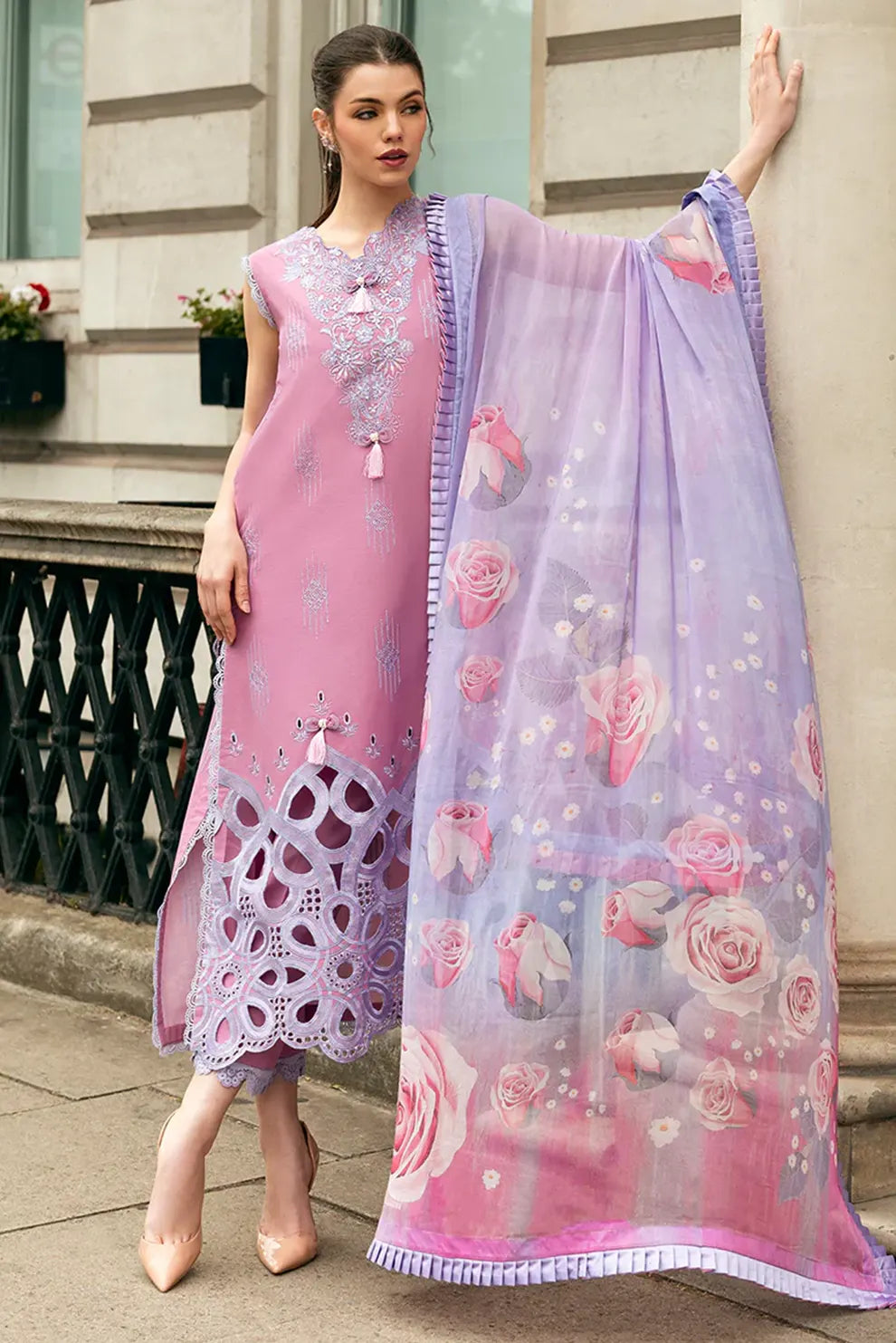 3 PIECE - UNSTITCHED | CHIKAN KARI EMBROIDERED LAWN - MQ1105-A