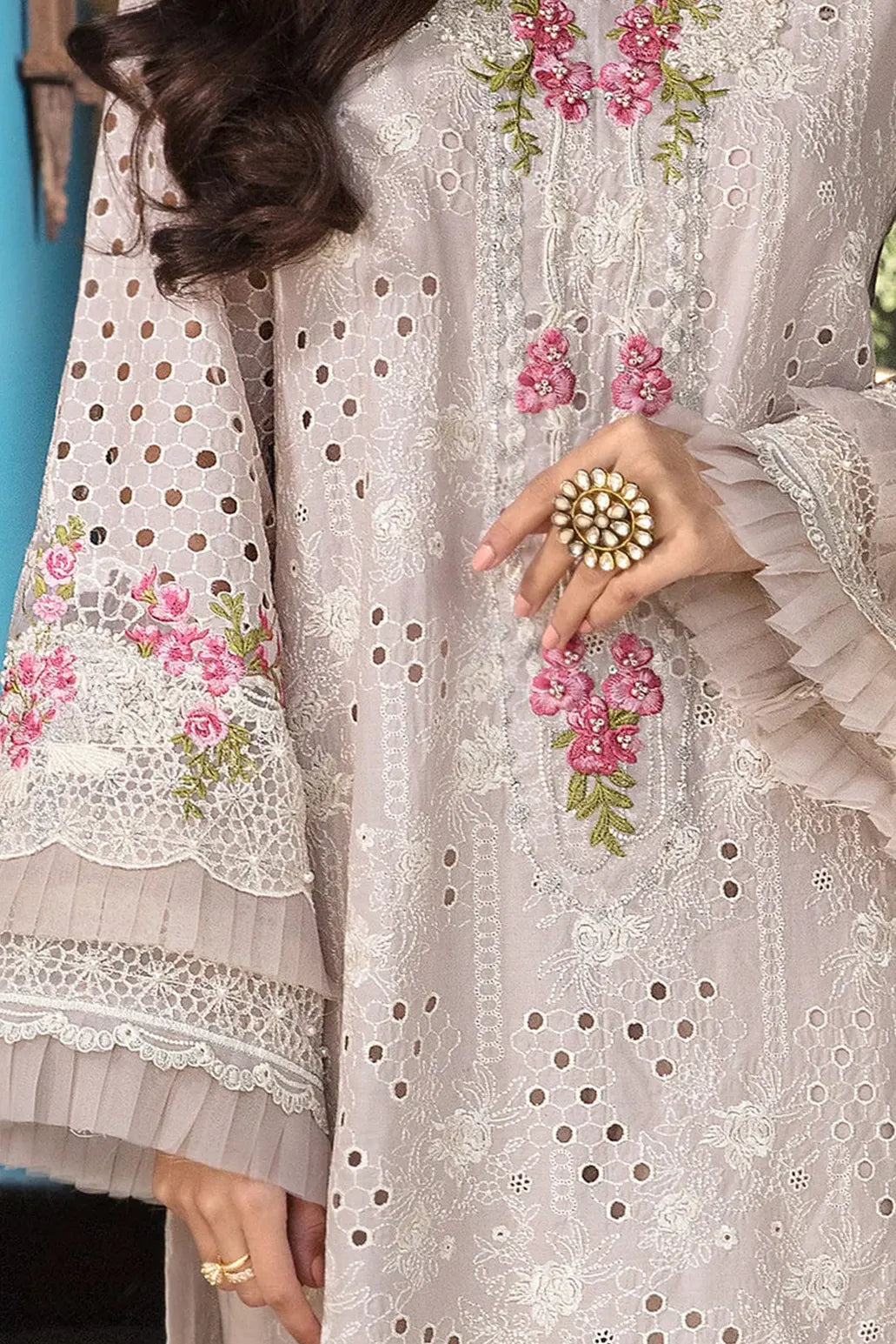 3 PIECE - UNSTITCHED | CHIKAN KARI EMBROIDERED LAWN - EL1135