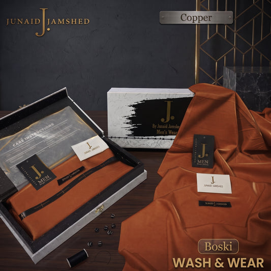 J. | Boski Wash & Wear  –  Unstitched (4MTR) | COPPER