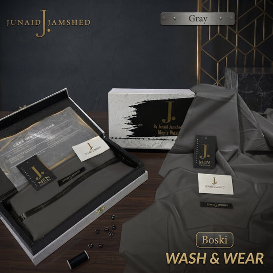 J. | Boski Wash & Wear  –  Unstitched (4MTR) | GRAY
