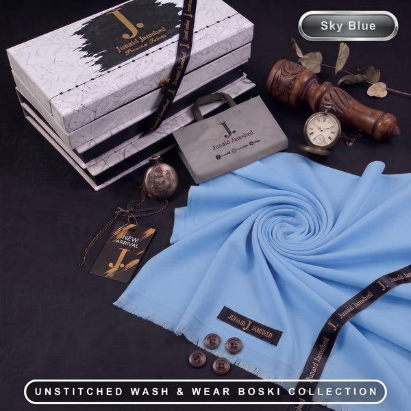J. | Boski Wash & Wear  –  Unstitched (4MTR) | SKY BLUE