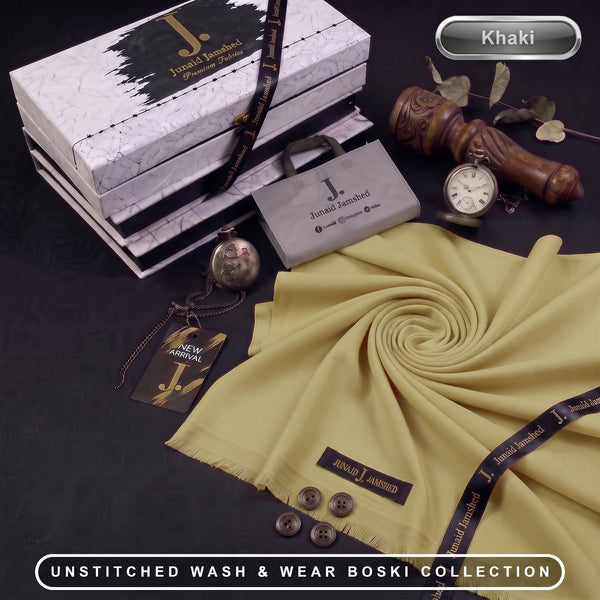 J. | Boski Wash & Wear  –  Unstitched (4MTR) | KHAKI