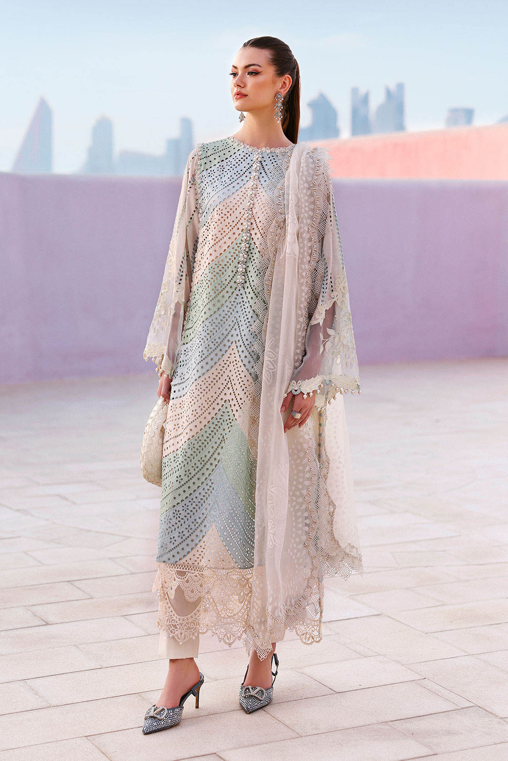 3 PIECE - UNSTITCHED | EMBROIDERED LAWN - MB1212