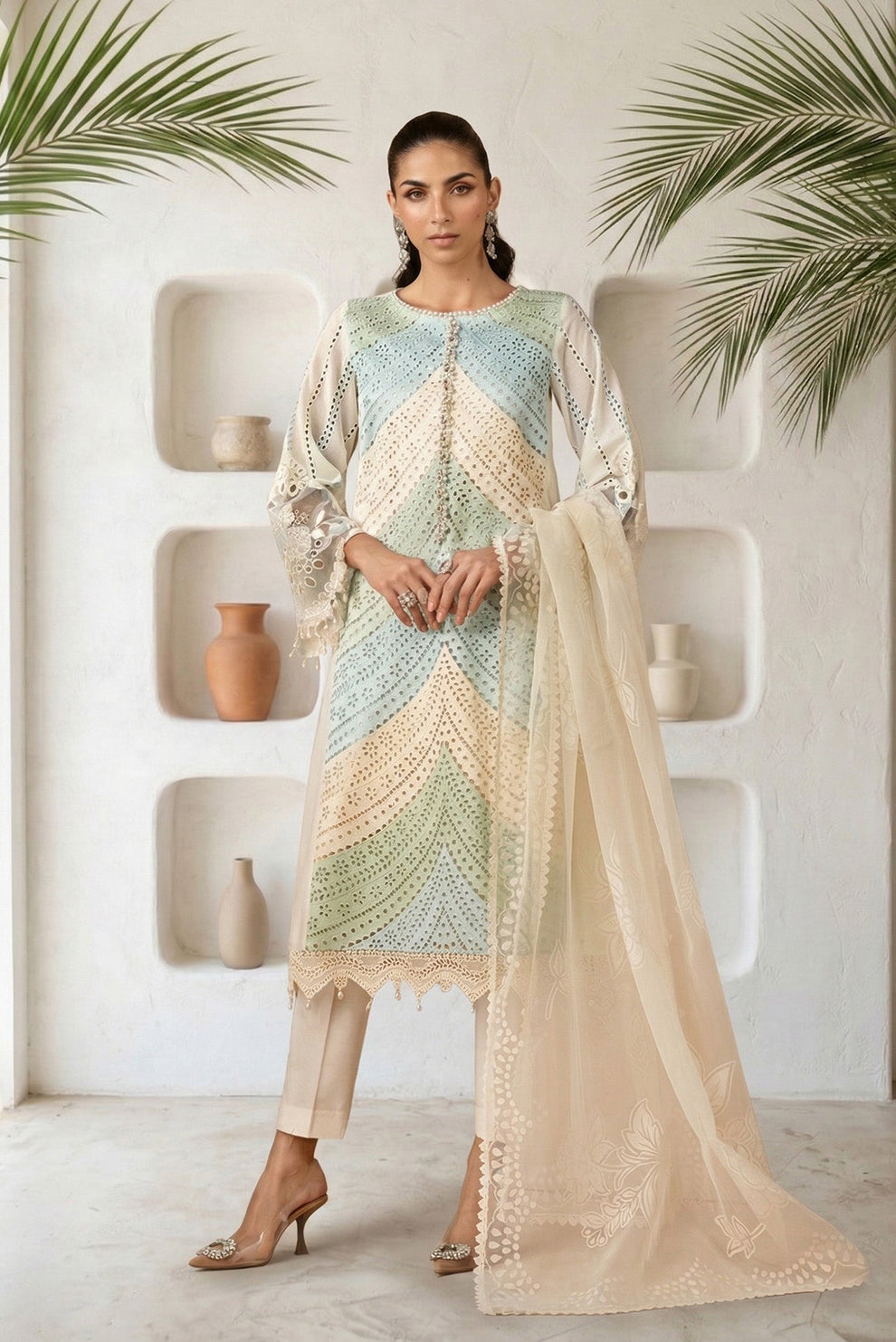 3 PIECE - UNSTITCHED | EMBROIDERED LAWN - MB1212