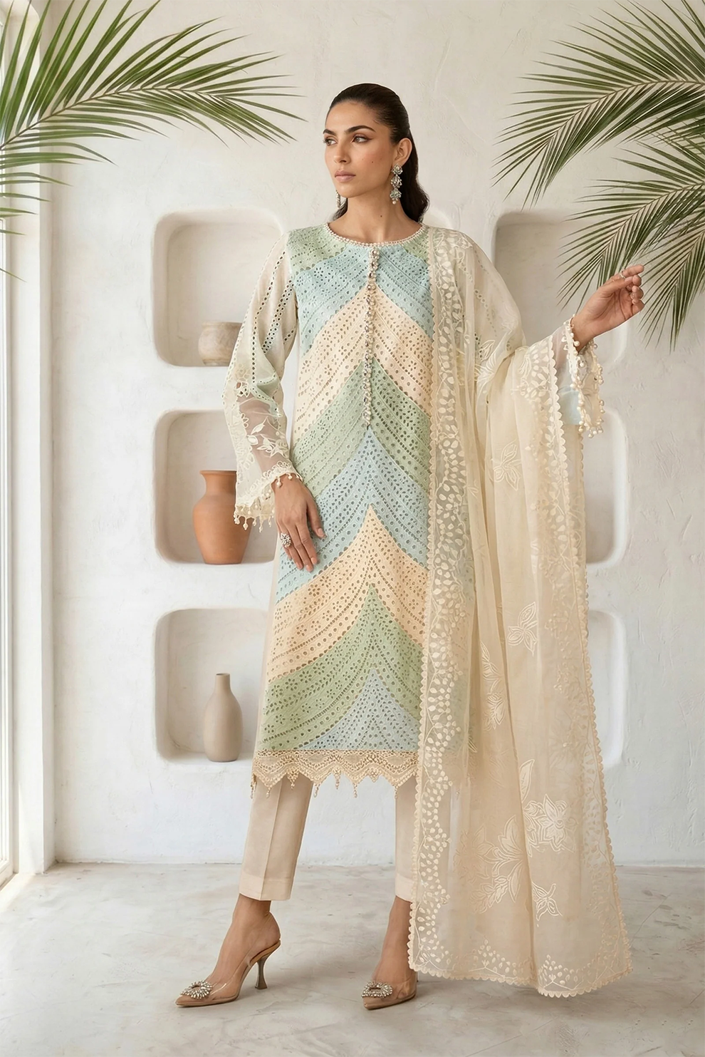 3 PIECE - UNSTITCHED | EMBROIDERED LAWN - MB1212