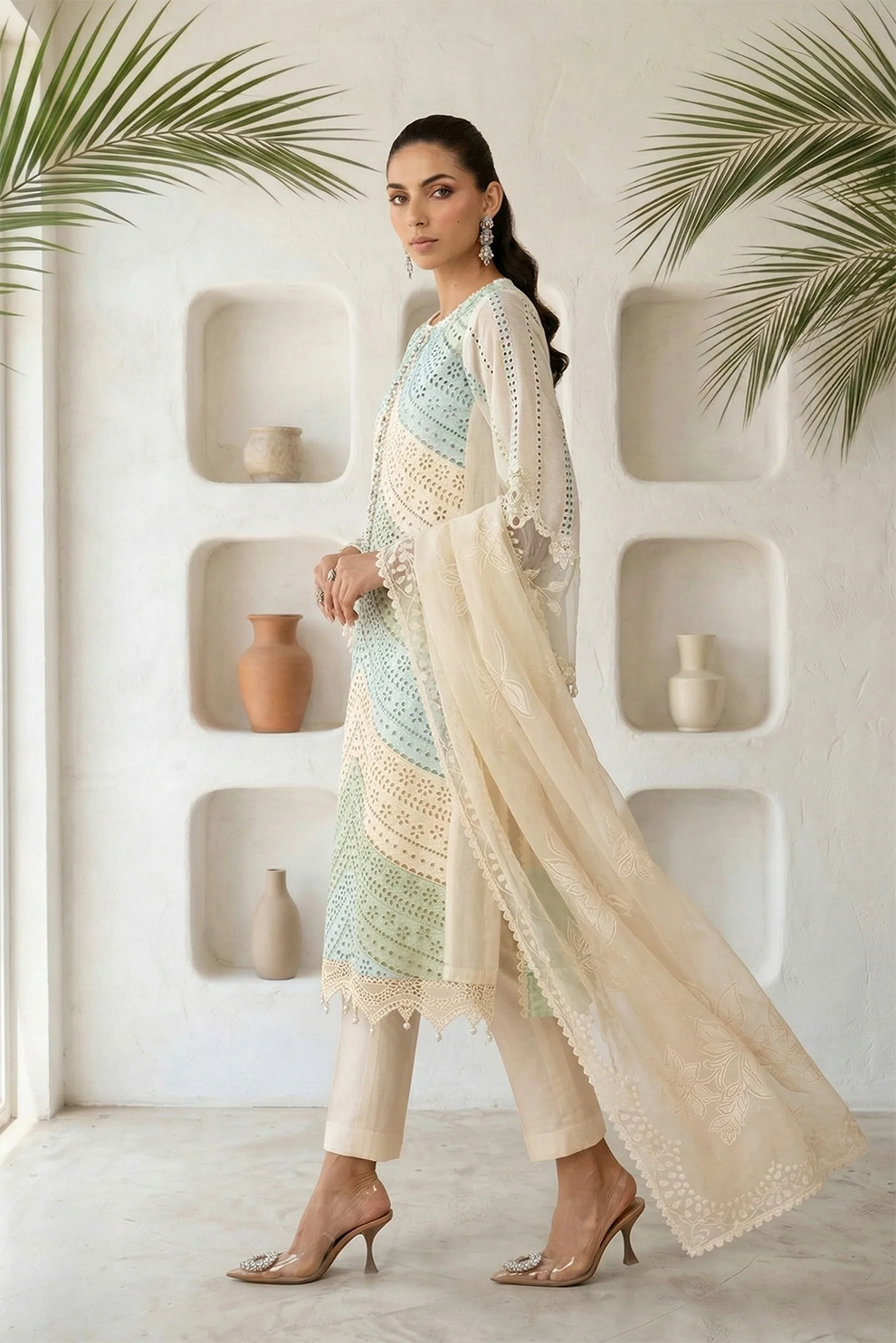 3 PIECE - UNSTITCHED | EMBROIDERED LAWN - MB1212