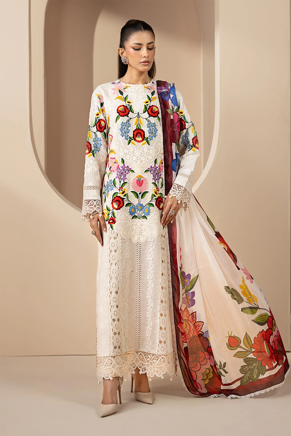 3 PIECE - UNSTITCHED | EMBROIDERED LAWN - MB1209
