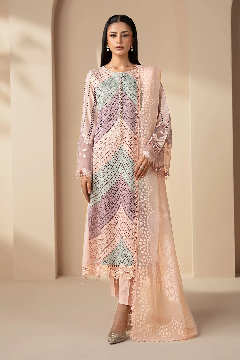 3 PIECE - UNSTITCHED | EMBROIDERED LAWN - MB1213