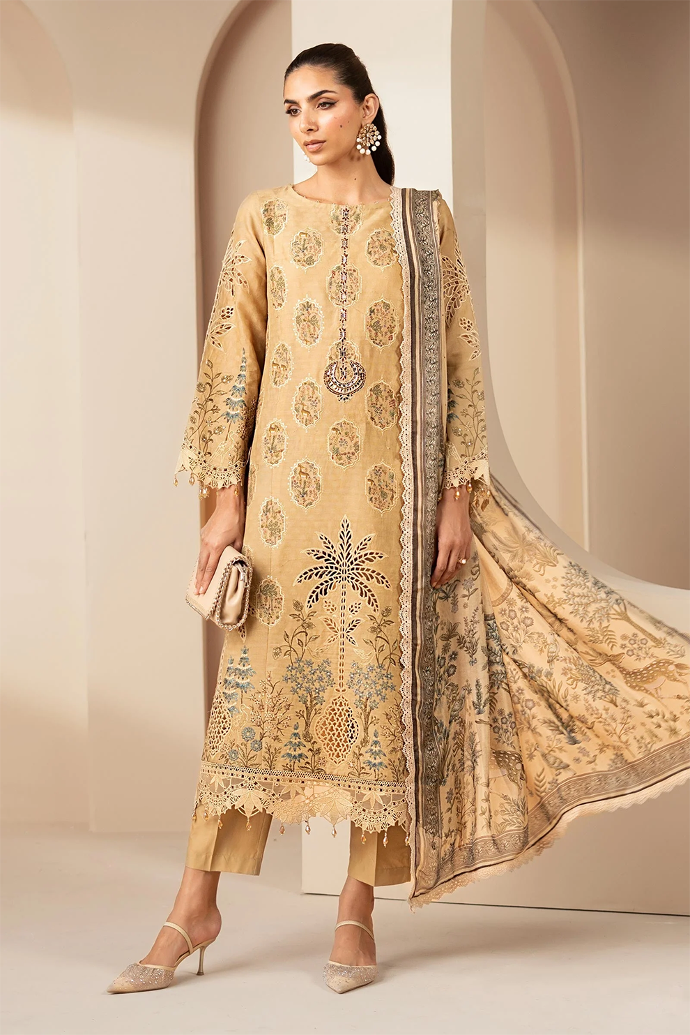 3 PIECE - UNSTITCHED | EMBROIDERED LAWN - MB1204