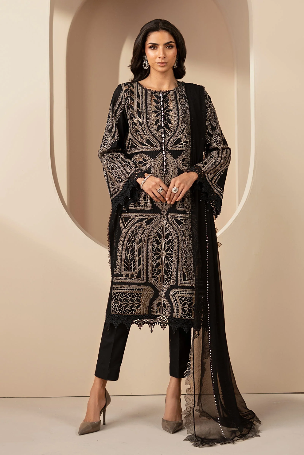 3 PIECE - UNSTITCHED | EMBROIDERED LAWN - MB1208