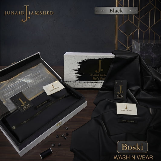J. | Boski Wash & Wear  –  Unstitched (4MTR) | BLACK