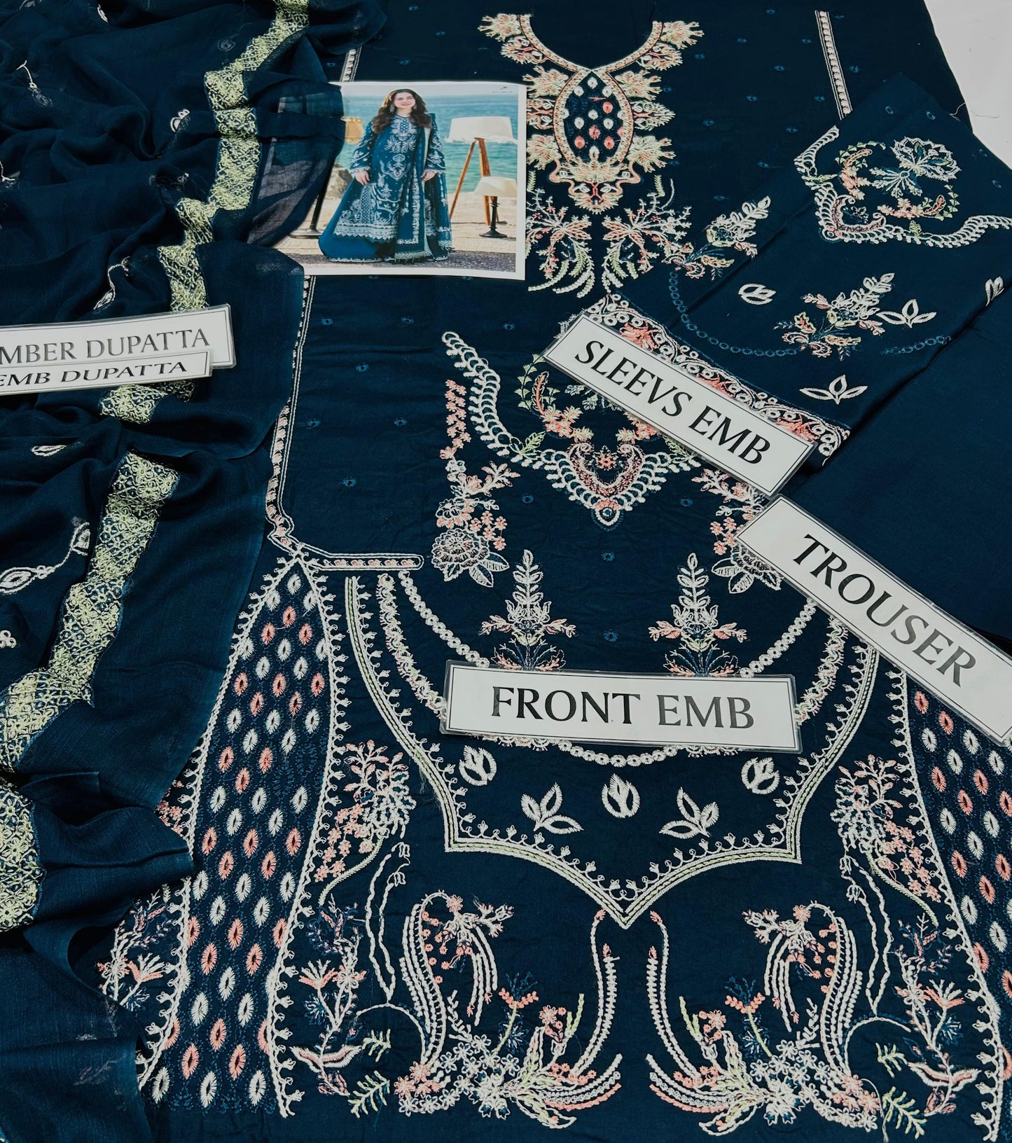 3 PIECE - UNSTITCHED | LUXURY EMBROIDERED LAWN - QL1182