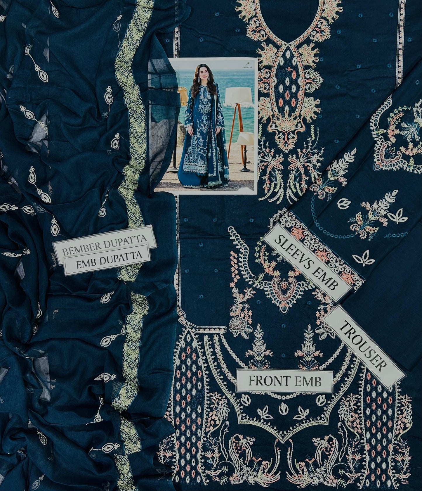 3 PIECE - UNSTITCHED | LUXURY EMBROIDERED LAWN - QL1182